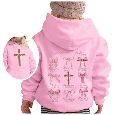 lnmuld Hoodies for Girls Boys Fashion Graphic Print Hooded Sweatshirt Casual Loose Fit Pullover Top for Daily Wear and Outdoor Activities Size:4-5 Years