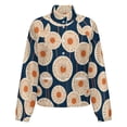 thumbnail image 5 of Jackets for Women Winter Coat Jackets Flannel Stand Collar Jacket(Orange Dandelions Navy Blue Background,Size:S-4XL), 5 of 7