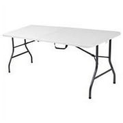 COSCO Deluxe 6 foot x 30 inch Fold-in-Half Blow Molded Folding Table, White Speckle