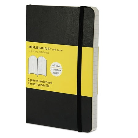 Classic Half Cover - Moleskine Classic Softcover Notebook, Squared, 5 1/2 x 3 1/2, Black Cover, 192 Sheets -HBGMS712