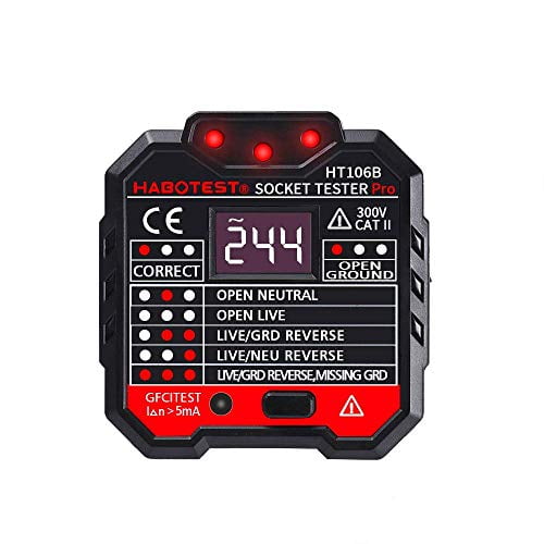 NEW Advanced With voltage display GFCI Outlet Tester 48-250V Power Socket Automatic Electric Circuit Polarity Voltage Detector Wall Plug Breaker Finder TA106B