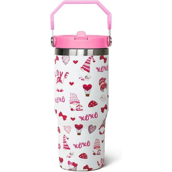 30oz Valentine''s Day Flip Tumbler with lid and Straw,Valentine''s Day Gifts for Women,Valentine''s Day Stuff Decor Accessories,Valentine''s Day CoffeeTravel Mug Cup Water Botter