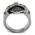 thumbnail image 3 of Luxe Jewelry Designs Men's Two Tone Gold Ion Plated Stainless Steel Biker Ring with Black Jet Epoxy, 3 of 4