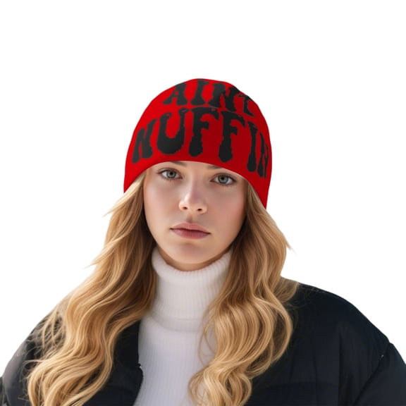 CUZIBR Winter Beanie Hat Set Winter Unisex Fashion Knit Hat Casual Tie Dye Letter Print Outdoor Streetwear Stylish Skull Caps Warm Soft Dailywear,Red,One Size