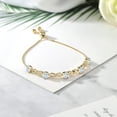 thumbnail image 3 of Gem Stone King 2.55 Ct Sky Blue Aquamarine White Diamond 18K Yellow Gold Plated Silver Bracelet for Women, 3 of 3
