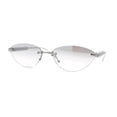 thumbnail image 4 of Womens Rimless Metal Rim Cat Eye Pyramid Stud Jewel Arm Sunglasses Silver - Clear Mirror, 4 of 8