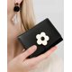 thumbnail image 2 of Linda cartera pequeña para niñas y mujeres, billetera con tres pliegues, bolsillo para dinero en efectivo, flores, tarjetero con estampado de cuero PU, (negro) WD.WDQZL Hogar, 2 of 6