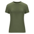 thumbnail image 6 of Women's Cotton Short Sleeve Crewneck T-Shirt Tee Top, Casual Loose Fit Pullover, Breathable Soft Everyday Basic, Summer Fashion Gift | CSEONE,Army Green XL, 6 of 9