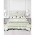 thumbnail image 3 of Green Pink Stripes Summer Quilt Set Full Size,Soft Microfiber Quilted Bedding Set with 2 Pillow Shams,Gradient Geometric Smear Art Paint Lightweight All Season Bedspread Coverlet for Bedroom 78"x90", 3 of 6