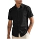 thumbnail image 2 of Blusa y camisa de manga corta con cuello vuelto para hombre, color liso, informal, holgada, a la moda, con botones, de manga corta y cuello vuelto, blusa de poliéster para hombre, 2 of 5