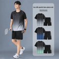 thumbnail image 2 of Traje de entrenamiento de bádminton de manga corta para hombre, de secado rápido, chaleco de tenis para correr, equipo deportivo, 2 of 4