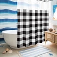 thumbnail image 4 of No Hook Shower Curtain with Built-in Rings - Black White Checkered Plaid Washable Waterproof Fabric Bathroom Curtains for Hotel,Rentals, 72X 96 Inch Extra Long , Rustic Farmhouse Pattern, 4 of 8