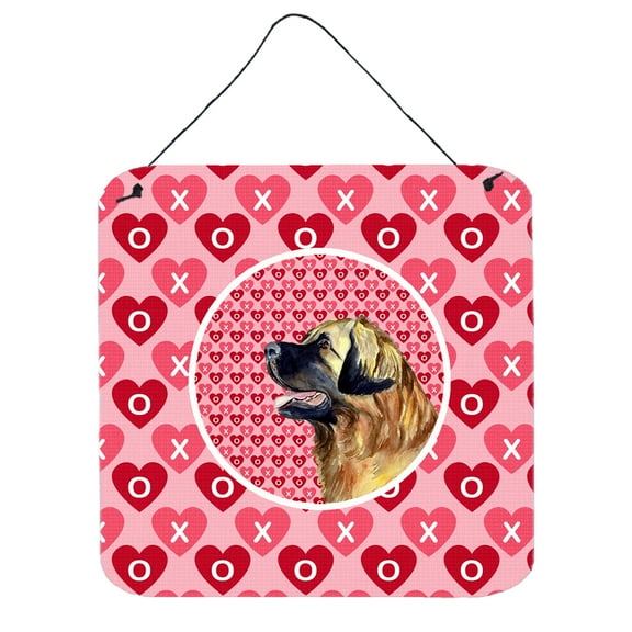 Leonberger Hearts Love and Valentines Day Portrait Wall or Door Hanging Prints