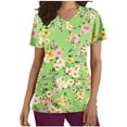 thumbnail image 3 of Jinhomg Floral Scrubs for Women Soft Stretchy Short Sleeve V-Neck Medical Uniform Ladies Cute Nurse Shirt with Two Pockets Sales Today Clearance Women Green XXL, 3 of 6