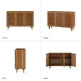 thumbnail image 5 of Boho Accent Cabinet with 3 Lattice Doors Storage Sideboard Credenzas Wooden Legs Home Living Room Walnut, 5 of 8