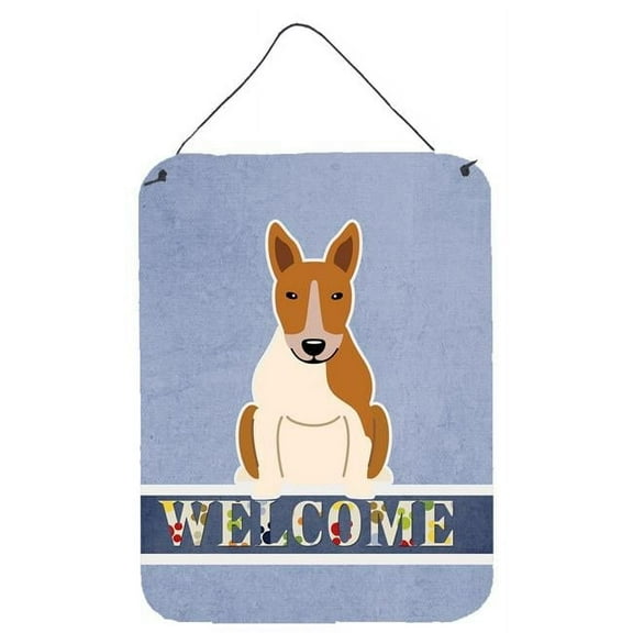 Caroline's Treasures BB5716DS1216 Bull Terrier Red White Welcome Wall or Door Hanging Prints, 12x16, multicolor