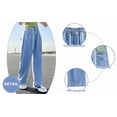 thumbnail image 6 of Coerni Casual Pants Big Kids Girls' Thin Denim Wide Leg Pants Loose Drawstring Jeans Summer Daily Casual Trousers for Outdoo Play, 6 of 7