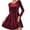 Red, variant on Women Velvet Long Sleeve A Line Dress Soft Fabric Crew Neck Fit and Flare Mini Skater Dress for Daily Wear Party Green S