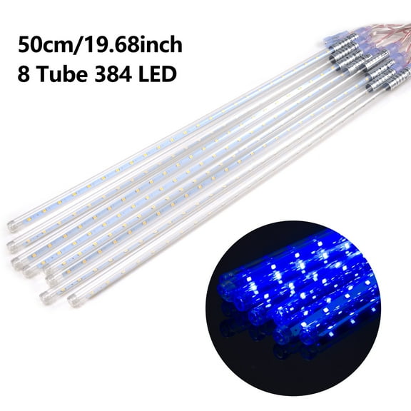 LUXMO Meteor Shower Rain 50cm 8 Tubes 348 LED Lights Christmas Snow Falling Icicle LED String Lights Cascading Lighting for Wedding Garden Trees Patio Decoration(Blue)