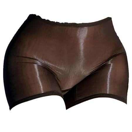 Zaldita Women s Ice Silk Sheer Low Rise Boxer Briefs High Shine Boy Shorts Underwear Nightwear Black One Size