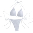 thumbnail image 2 of Warop Women's Solid Color Padded Triangle Bikini Set, Separate Swimsuit for Beach and Pool, 2 of 8