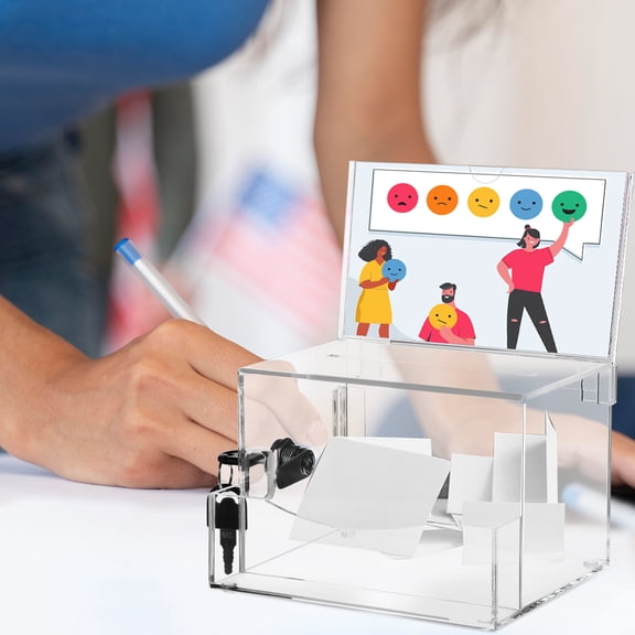 WRITWAA White Acrylic Ballot Box with Lock Large Capacity Suggestion and Donation Box