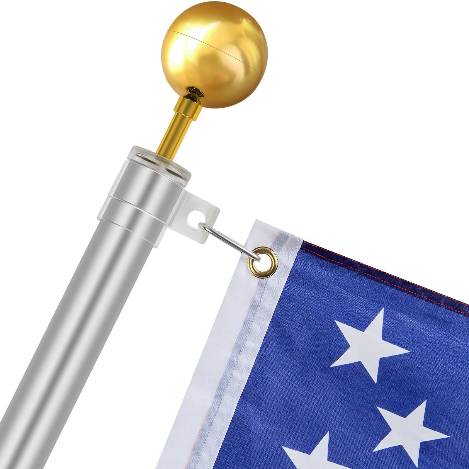 20FT Telescoping Flag pole Kit,Heavy Duty Aluminum Alloy in Ground Flag Poles for Outside,3 Display Modes Flagpole with 3x5 American Flag,Professional Accessories,Silver