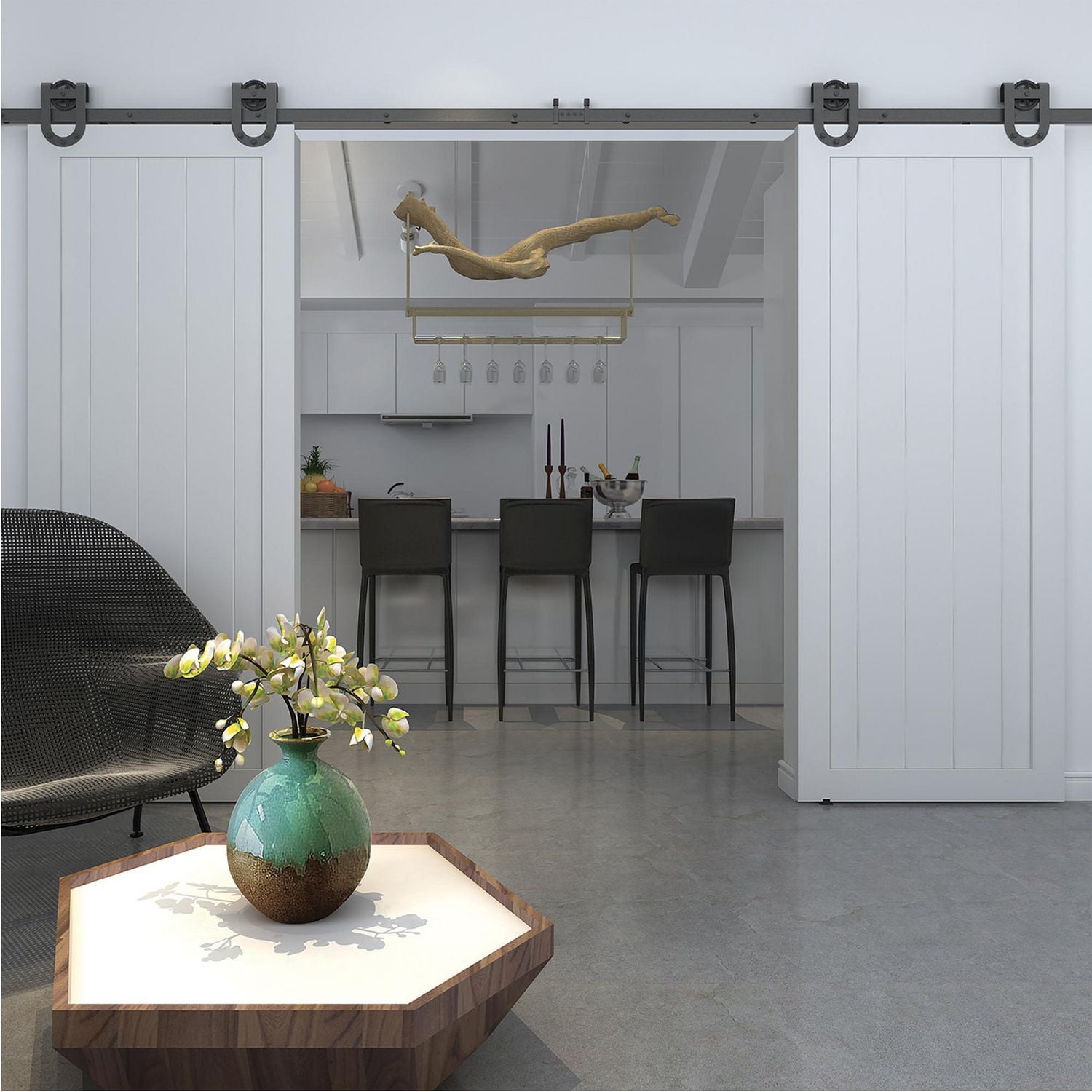 Wood & Hart 42" Rustic Unfished Knotty Pine Barn Door