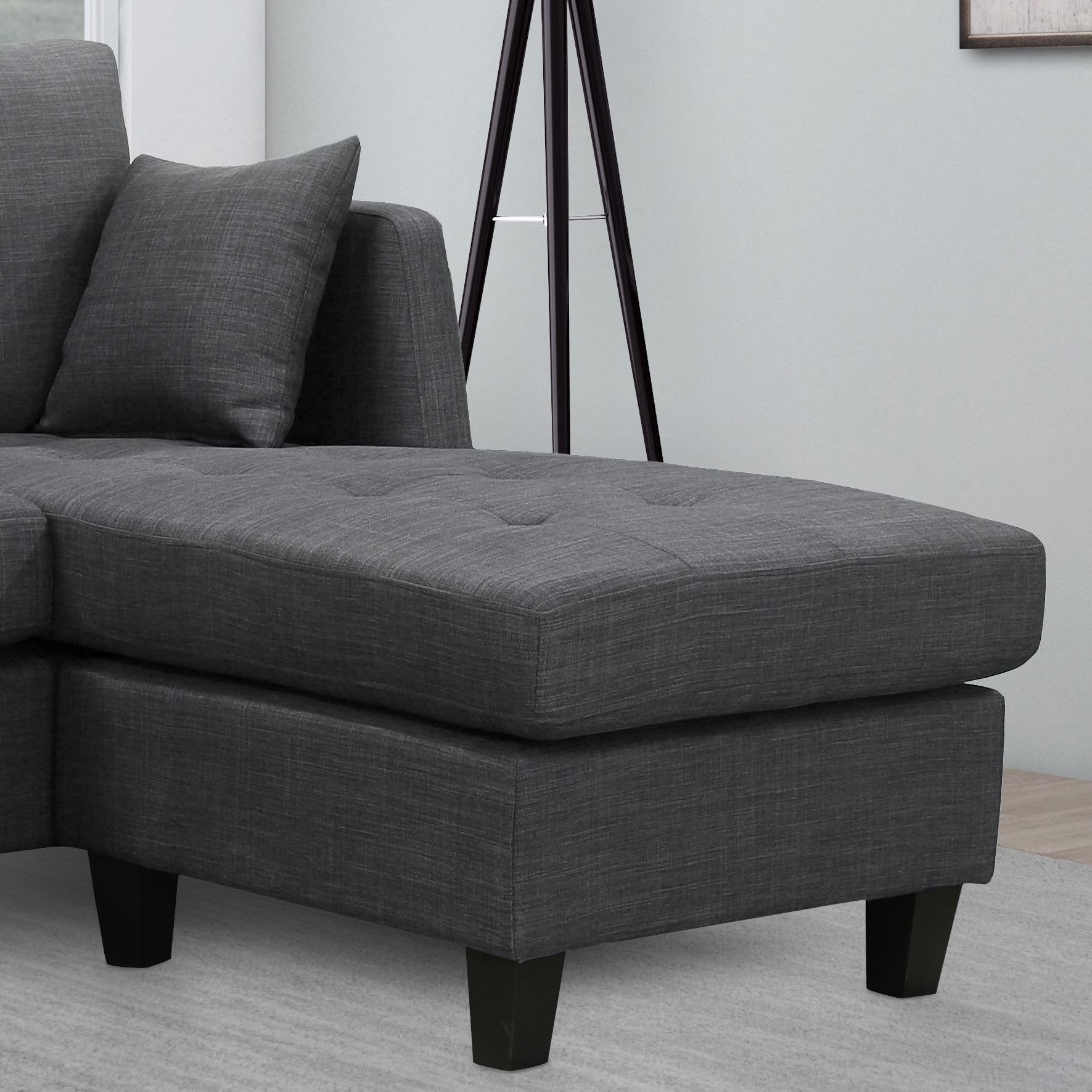 Abbyson Upton Fabric Reversible Sectional, Dark Gray
