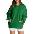 thumbnail image 1 of MeetoTime Chandails en Molleton à Col Rond pour Femmes Automne Manches Longues Pull-Over Surdimensionné avec Poches, 1 of 5