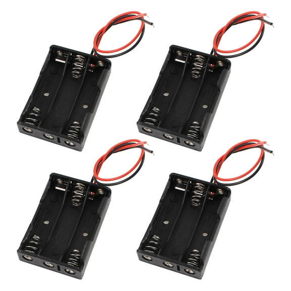 4Pcs Plastic 3 x 1.5V AAA Batteries 2 Wires Battery Holder Case Storage