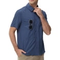 thumbnail image 6 of Zehisen Men's UPF 50+ Sun Protection Short Sleeve Safari Shirts Fishing Shirts Hiking Work Casual Shirt with Zipper Pocket, Navy L, 6 of 6