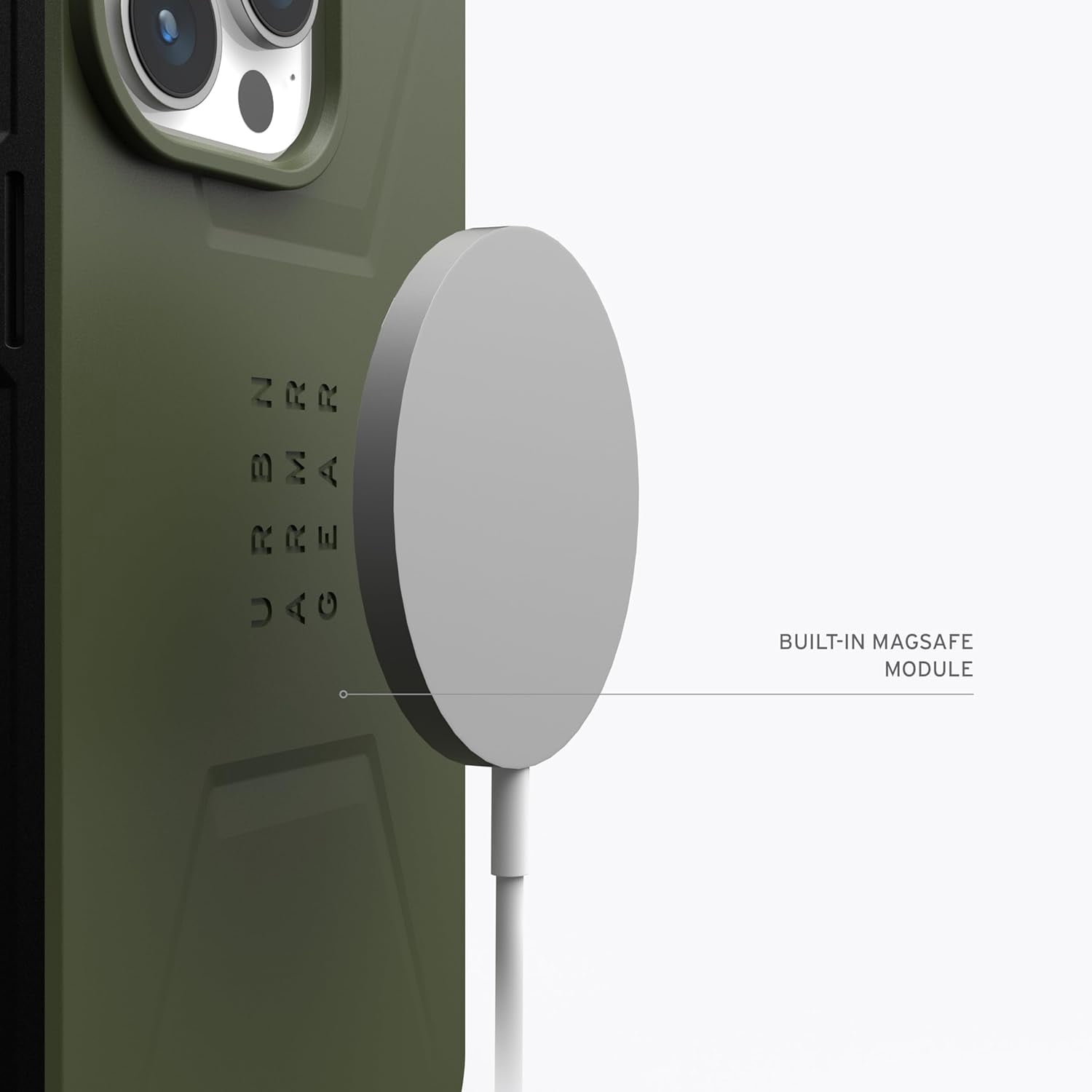UAG iPhone 15 Pro Case 6.1" Civilian Olive Drab Built-in Magnet Compatible with MagSafe Charging Rugged Military Grade Dropproof Protective Cover by URBAN ARMOR GEAR