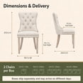 thumbnail image 3 of ODUSE-DAILY Beige Linen Dining Chairs Set of 6, Kitchen & Dining Room Chairs, Nailheads Tufted Chair, Sillas De Comedor, Fabric Upholstered, Wood Legs (Beige, 6 Pcs), 3 of 10