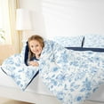 thumbnail image 4 of jejeloiu Retro Rustic Flower Queen Comforter Set,Natural Plant Bedding Sets,White Blue Bedding Comforter Set For Girls Kids,Super Cozy Room Decor Reversible,3 Pieces, 4 of 8