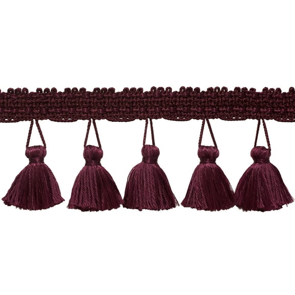 2 1/2" (6cm) Solid Pretty Knitted Gimp Header Tassel Fringe Trim # ETF,, Dark Wine Red #E10 (Dark Burgundy Red) 5 Yards (15 ft/4.5m)