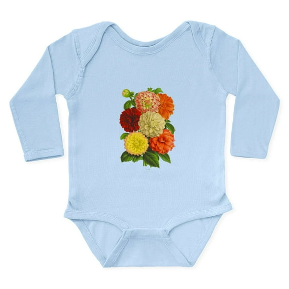 CafePress - Summer Dahlias Long Sleeve Infant Bodysuit - Long Sleeve Cotton Baby Bodysuit