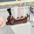 thumbnail image 2 of Ceramic Toothbrush Holders, Cat Toothbrush Holders, Bathroom Organizer for Bathroom Vanity and Countertops Decor, 10.23x4.72x4.72in, Coffee, 2 of 6