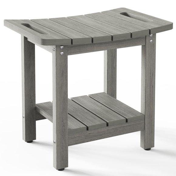 Banco de ducha Oridom HIPS con estante de almacenamiento impermeable gris claro
