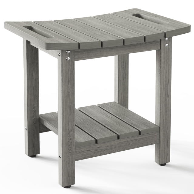 Banco de ducha Oridom HIPS con estante de almacenamiento impermeable gris claro