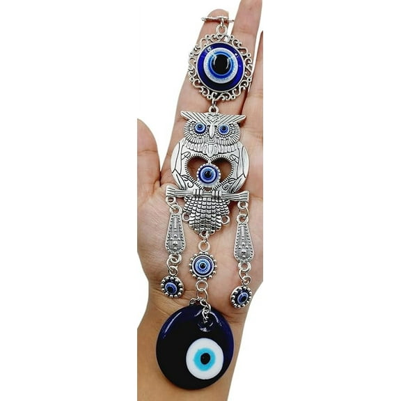 Turkish Evil Eye Hanging Home Wall Hanging Decorative Items Nazar Battu for Home Protection, Good Luck Charm and Prosperity, Owl Showpiece