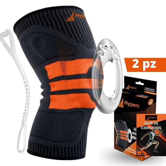 2PCS - Rodillera Deportiva de Compresión con Almohadilla de Gel para Rótula y Estabilizadores Laterales, Rodillera Hyperz (PAR)