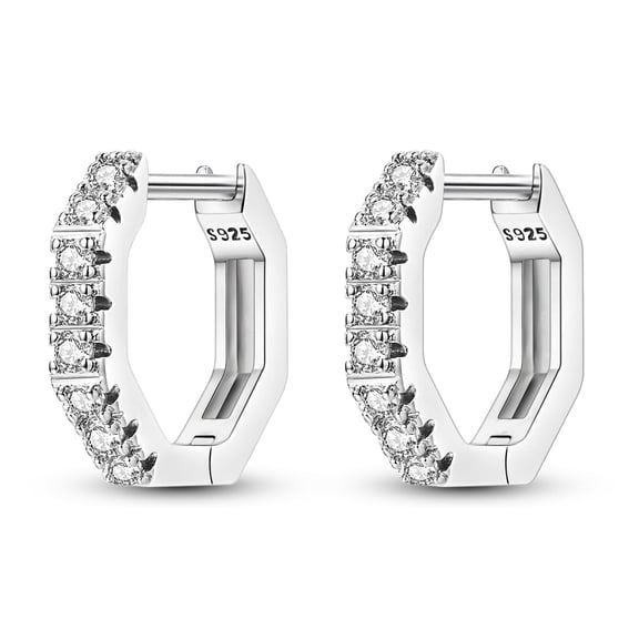 NARMO Original Sparkling Polygon 925 Sterling Silver Hoop Earrings AAA CZ for Women Jewelry Birthday Gift
