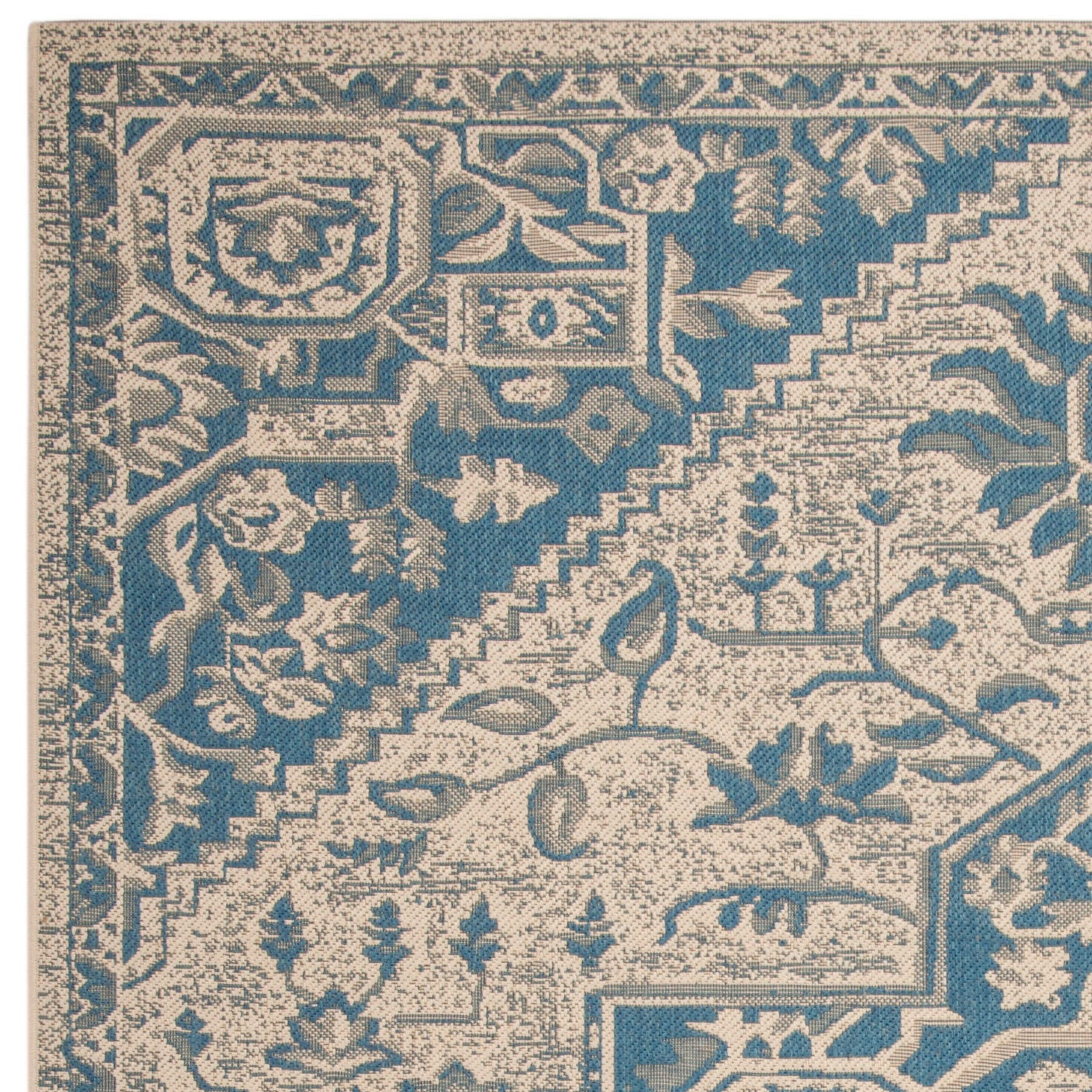 SAFAVIEH Beach House Jose Geometric Indoor/Outdoor Area Rug Blue/Cream, 7'10" x 10'