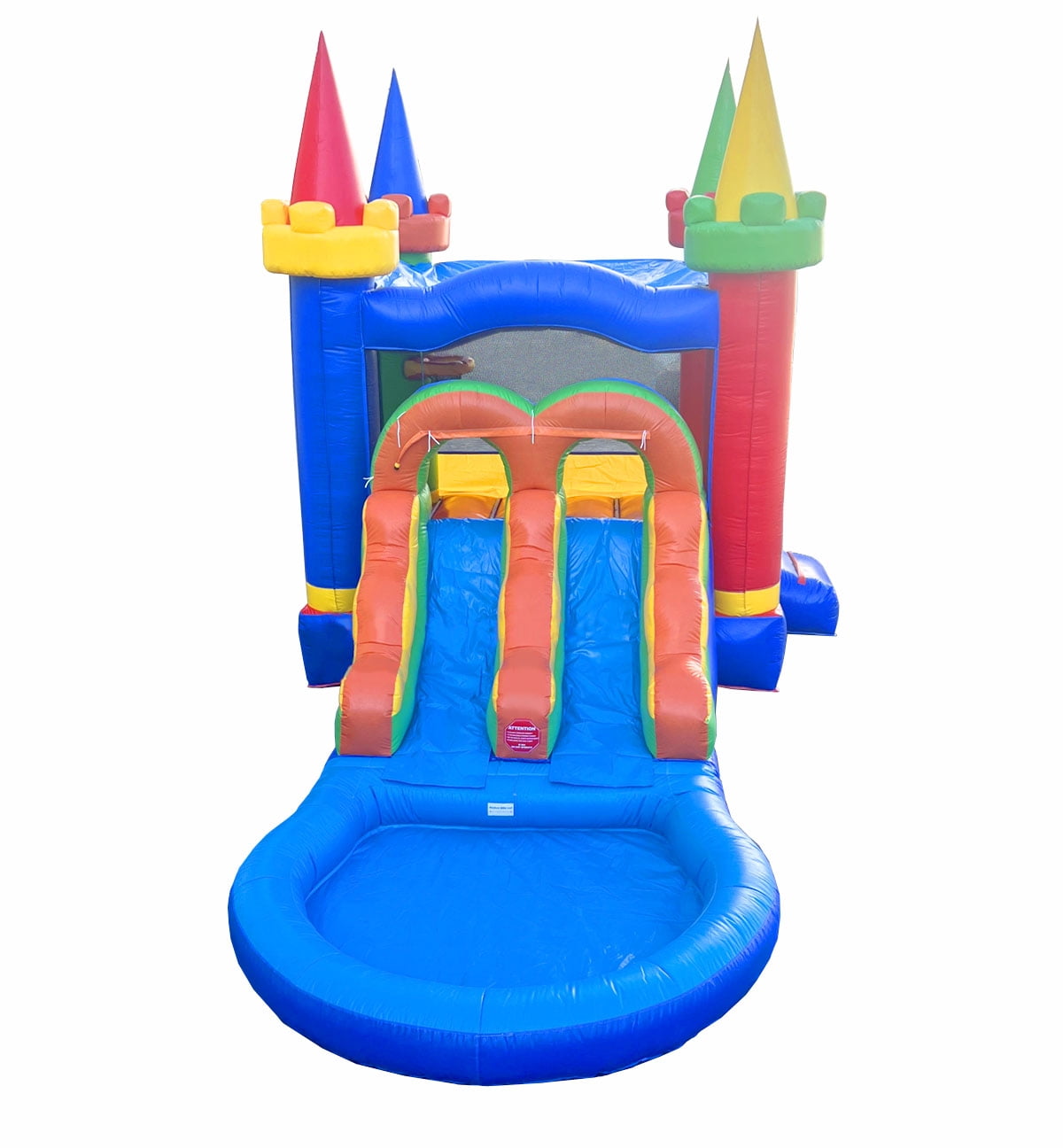Pogo Bounce House Crossover Bounce House with Water Slide, Modular Rainbow Dual Slide with Splash Pool
