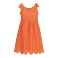 thumbnail image 4 of ameIAEA Women Summer Sleeveless V Neck Sundress A-Line Ruffle Solid Color Hollow Out Beach Dress, 4 of 5