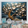 thumbnail image 2 of Designart "Golden Branches Blue and White Orchid Tree VI" Oversized Landscapes Framed Wall Art - Country Gold Tree Living Room Framed Canvas Art, 2 of 7