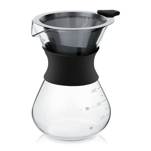 TKSE Cafetière Manuelle à Infusion Goutte à Goutte en Verre, avec Filtre en Acier Inoxydable