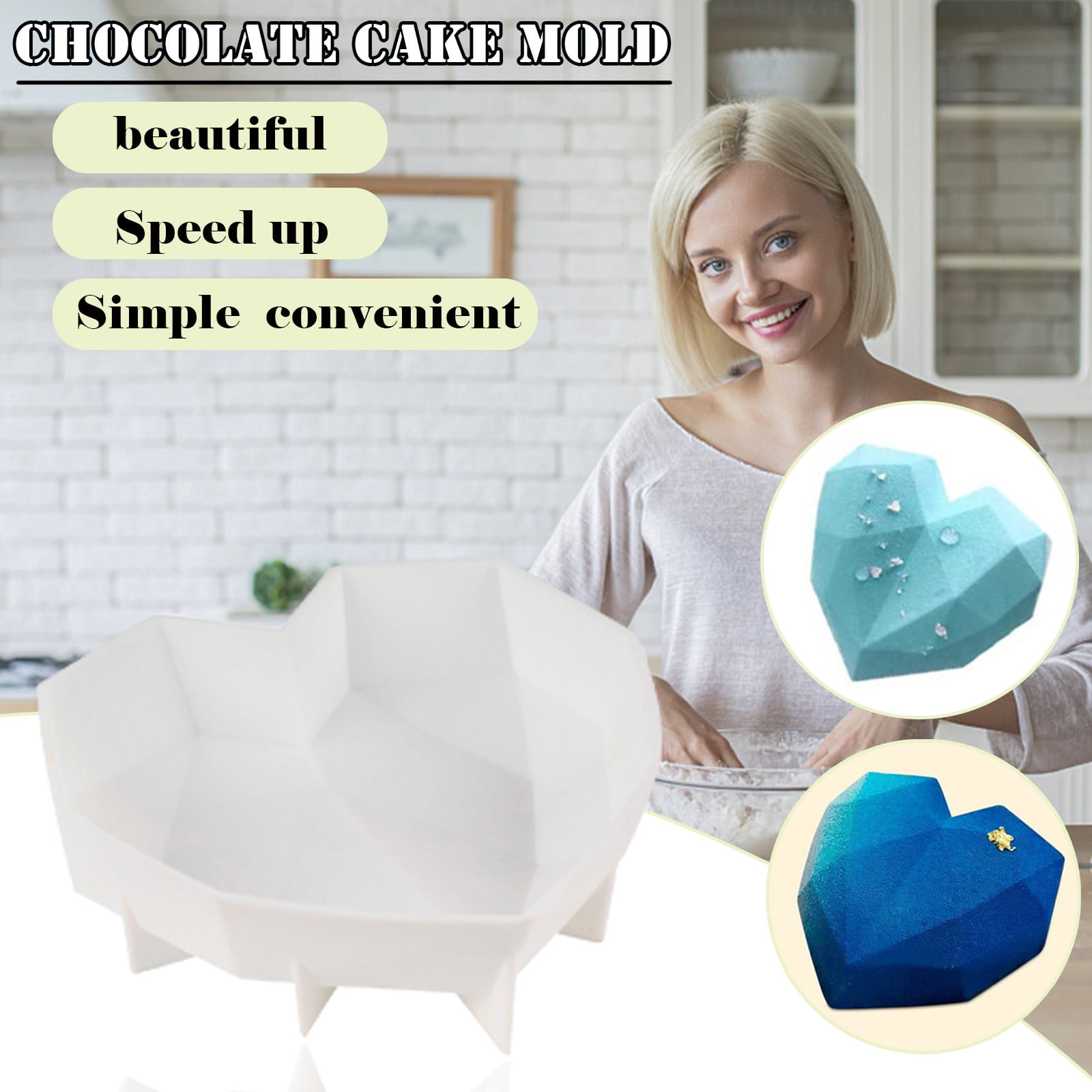 Heart-shaped Silicone Mold Fondant Cake Decor Chocolate Baking Soap Ice DIY Tool 