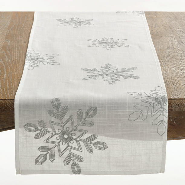abort Catena honor Fennco Styles Nivalis Collection Holiday Embroidered Snowflakes Table  Runner 16x54 Inch Silver - Walmart.com